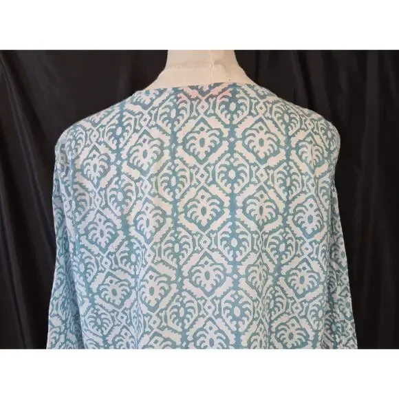 Tuckernuck Oliphant Blue Geometric Block Print Cotton Tunic Top XL - Picture 8 of 9